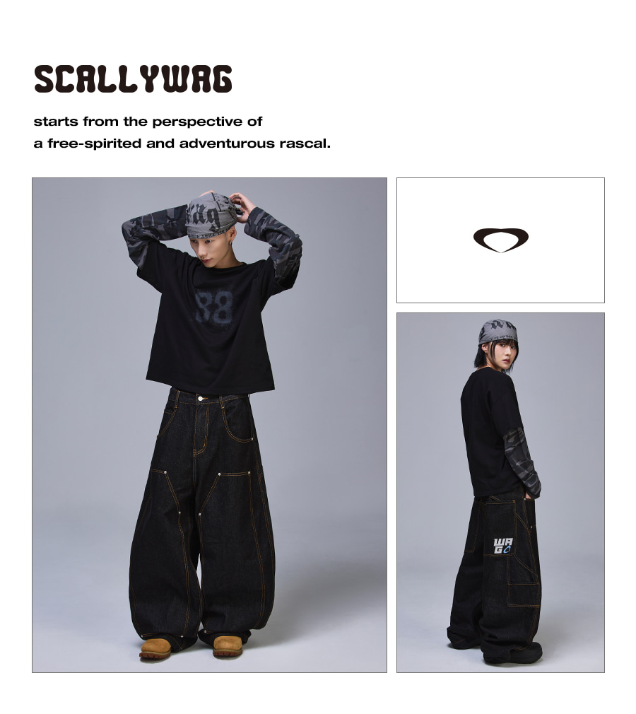 MUSINSA公式 | SCALLYWAG ダブルニバギーカーペンターデニム[ブラック]